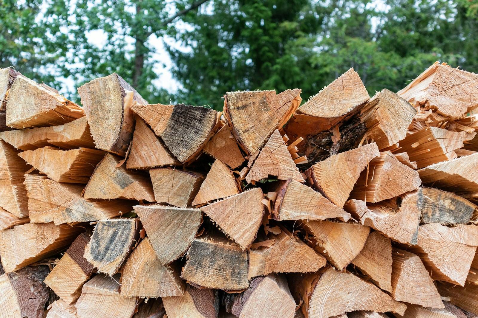 A neat stack of split firewood